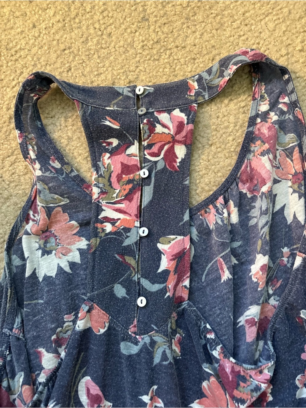 Navy Floral Racerback Tank Top - Picture 4 of 4